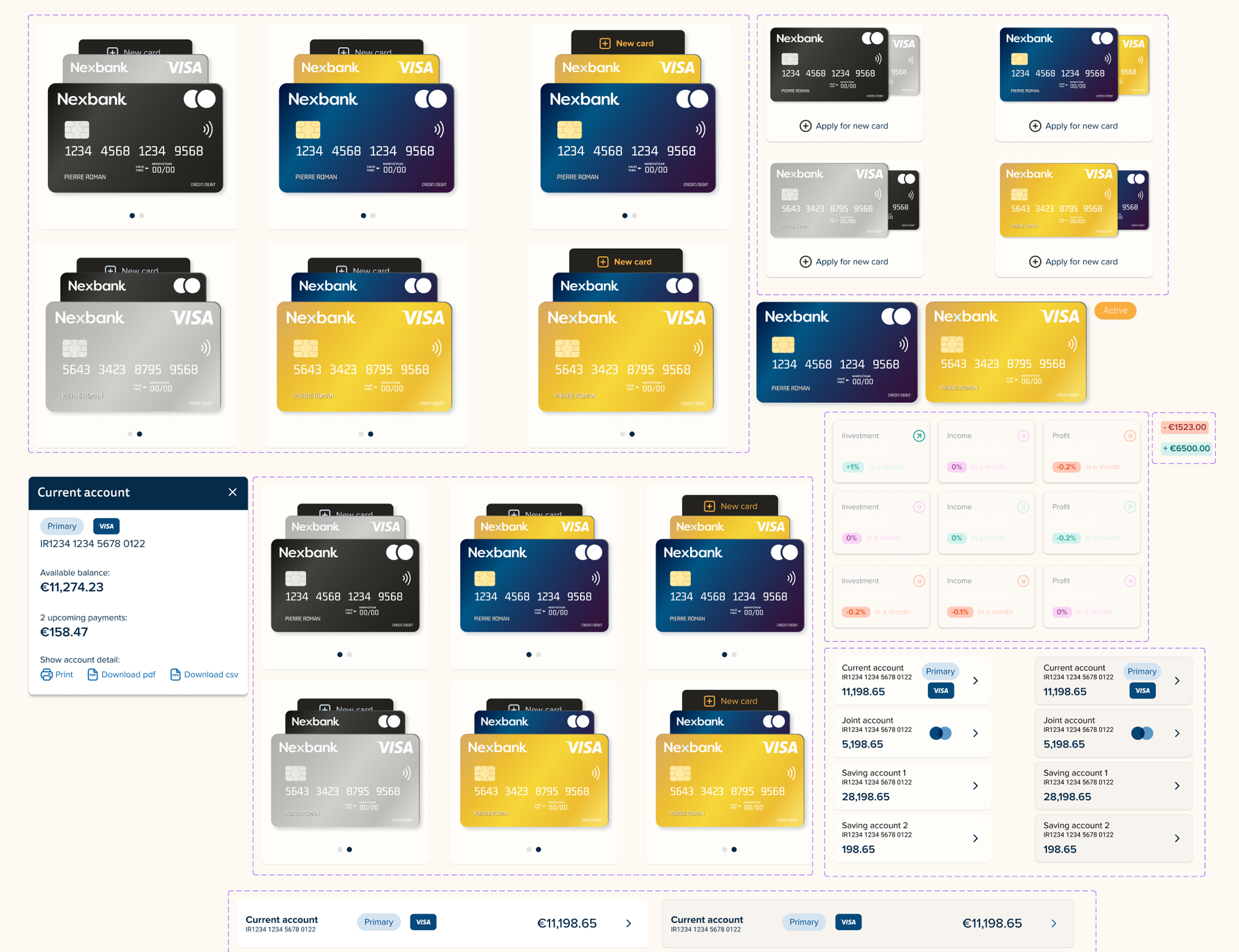 The Nexabank card component family and design-system foundations