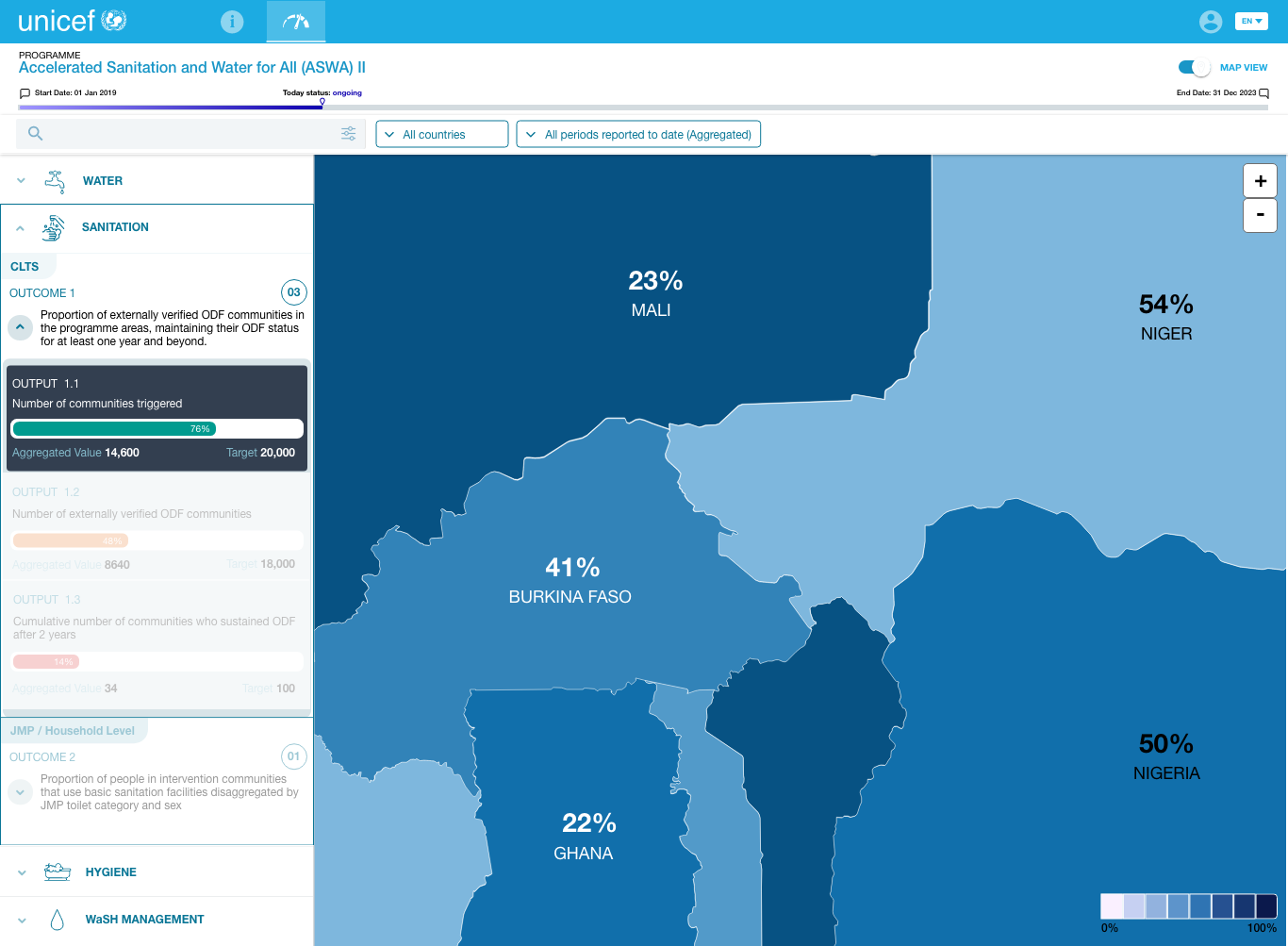 The regional map view, built with the project's data scientist
