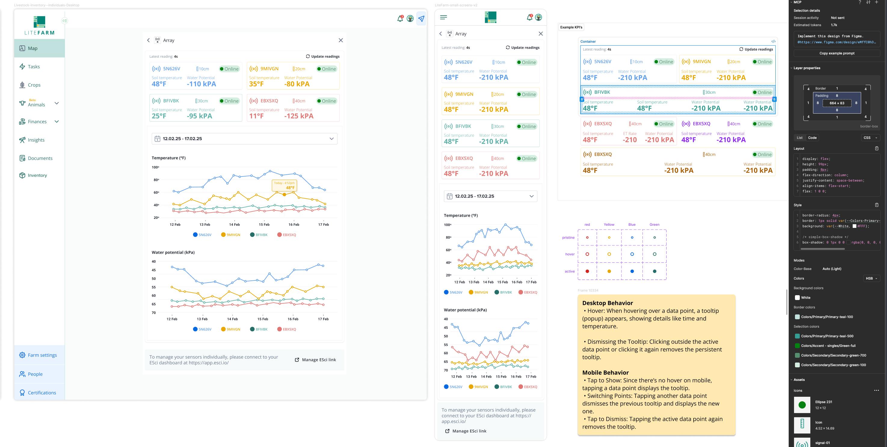 LiteFarm developer handoff documentation in Figma